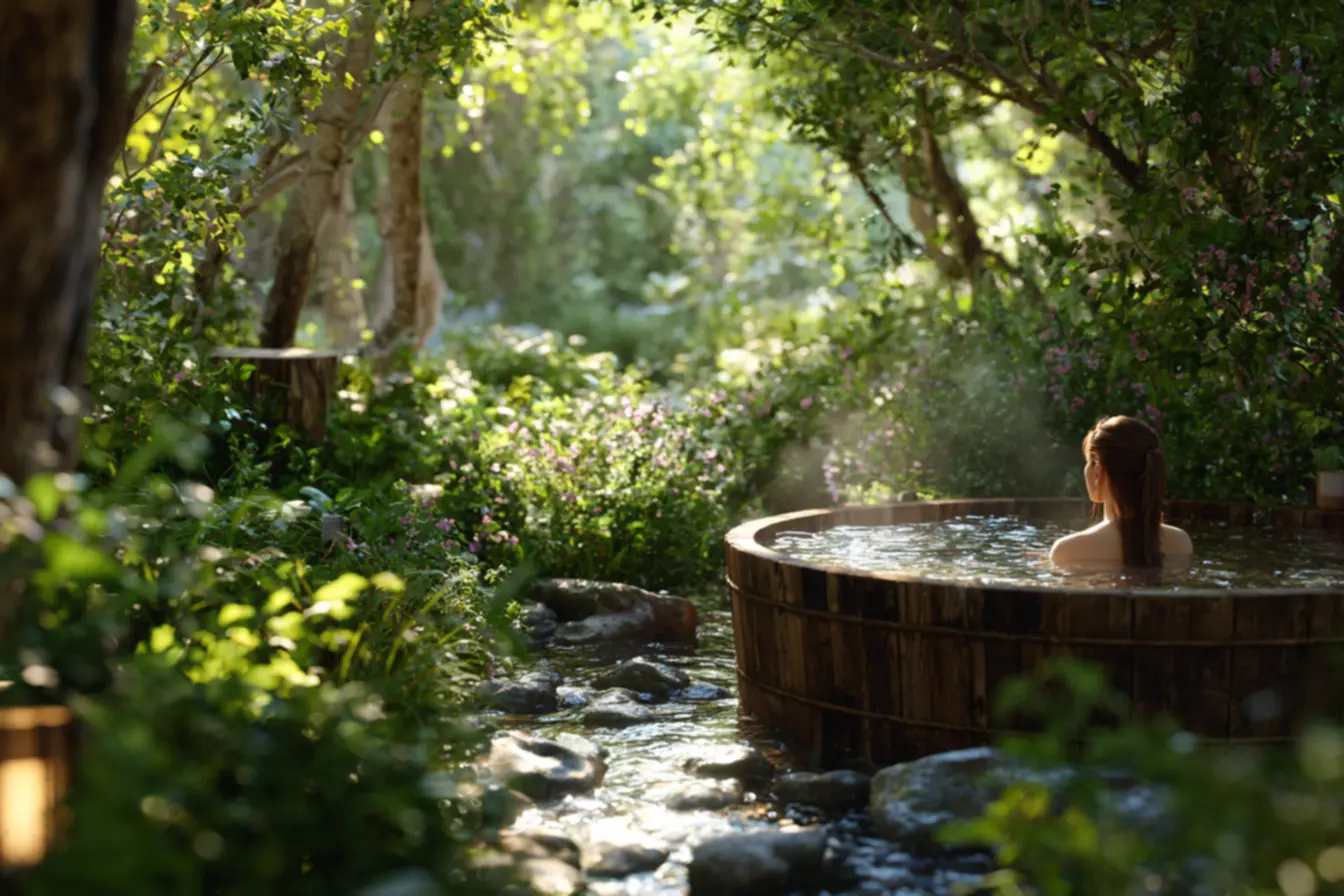 Ambiente de spa com iluminação suave, aromaterapia e experiências sensoriais completas