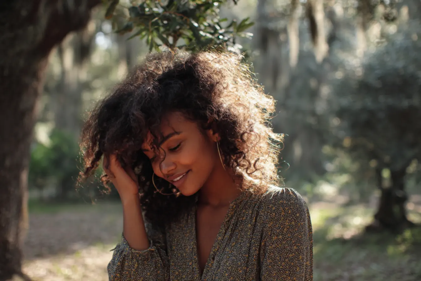 Cabelo crespo 4C natural com volume e textura em destaque