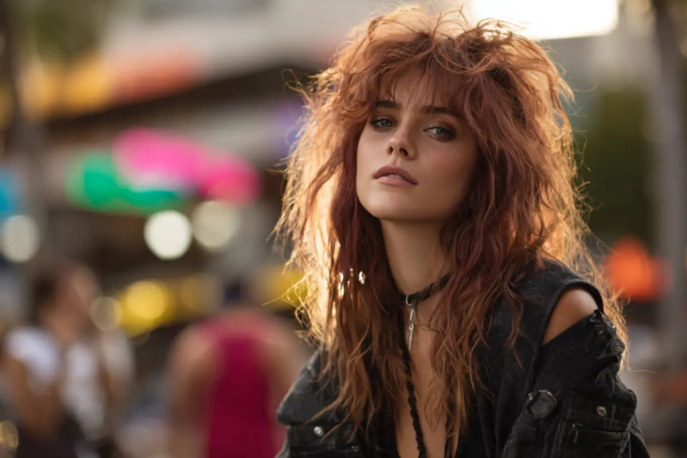 Corte shaggy moderno com textura natural inspirado nos cabelos dos anos 80