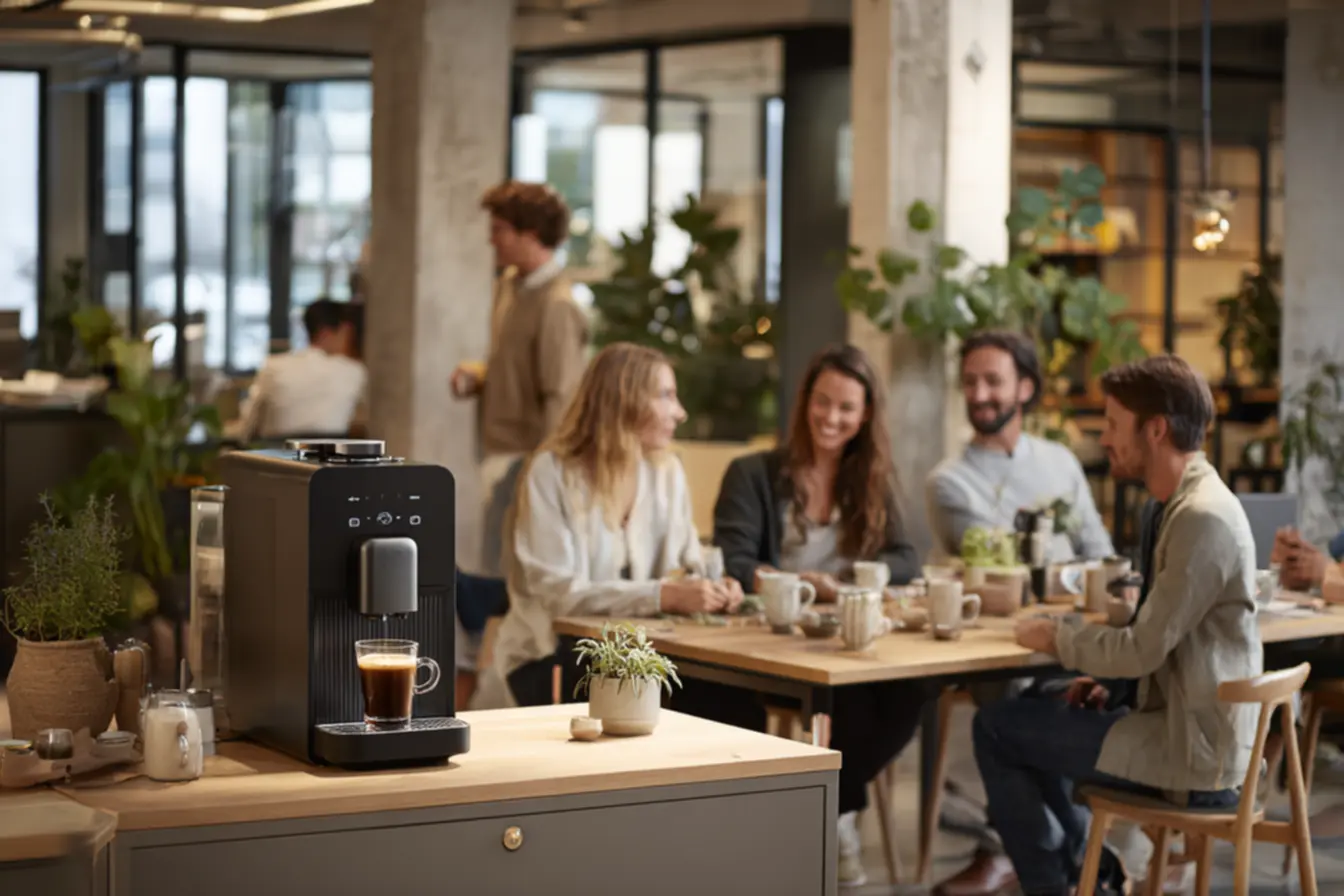 Tabela comparativa de cafeteiras de cápsula com pressão e reservatório para empresas