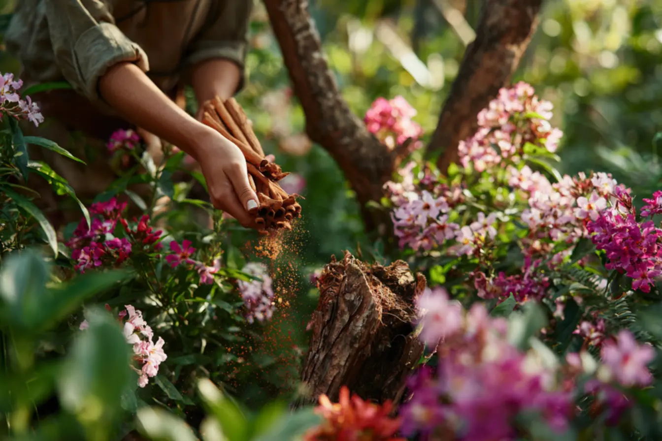 Aplicação de canela nas plantas após a poda para evitar fungos