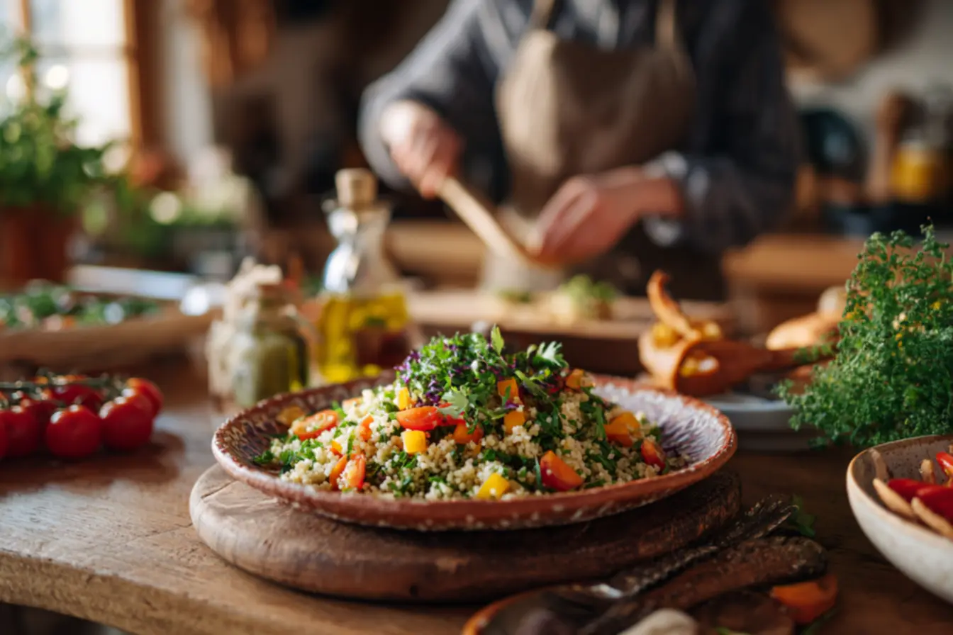 Salada de triguilho vibrante e colorida, prato principal para encantar convidados