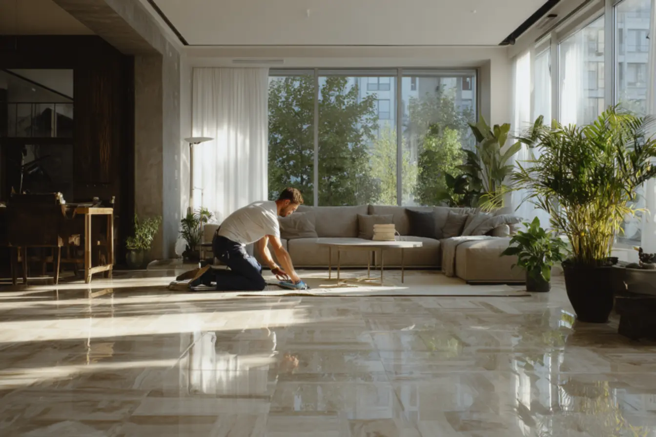 Aplicação de porcelanato em banheiro