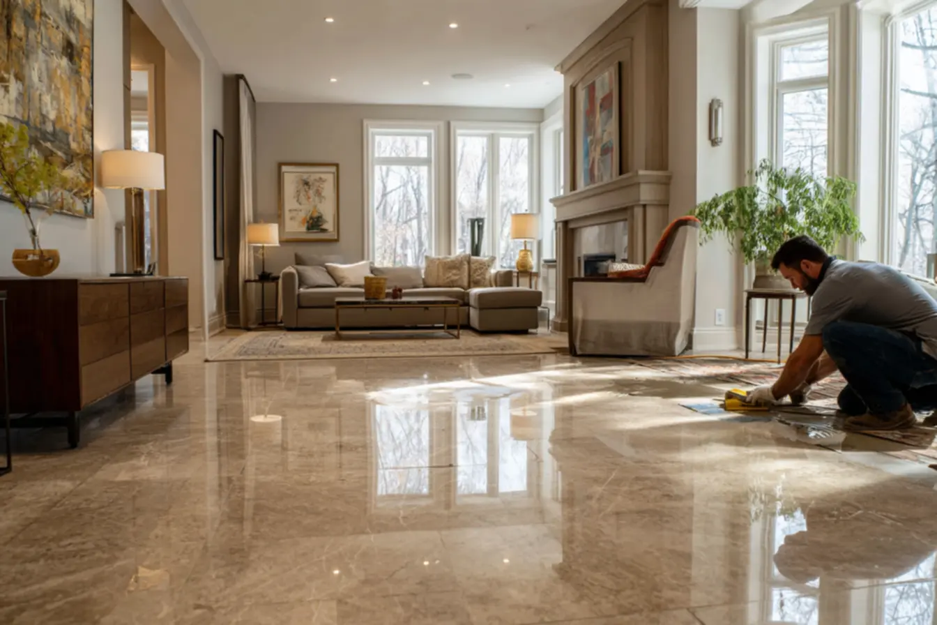 Porcelanato bem aplicado em ambiente interno