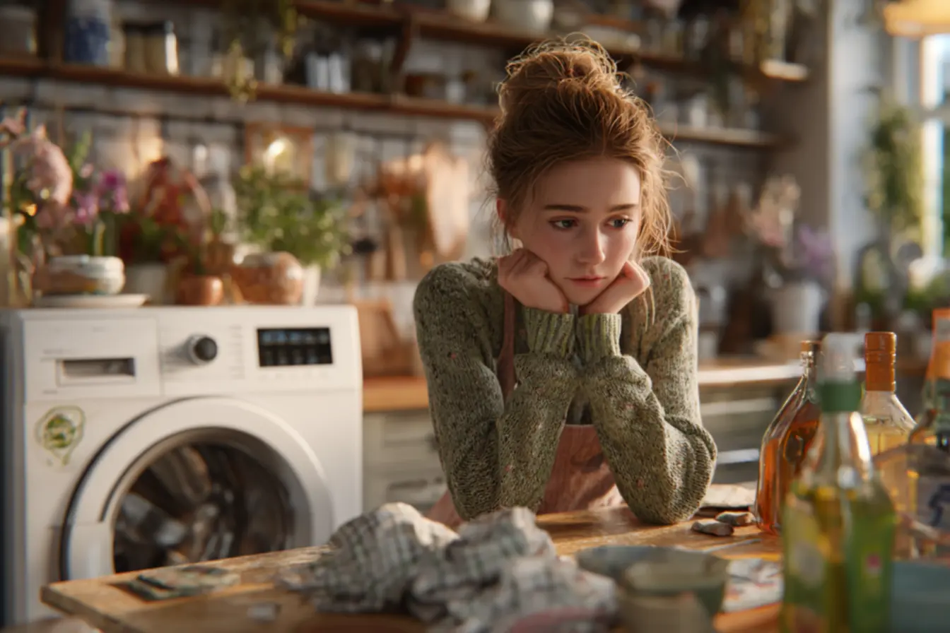 Limpeza profunda da máquina de lavar roupas, removendo sujeira do tambor e mangueiras