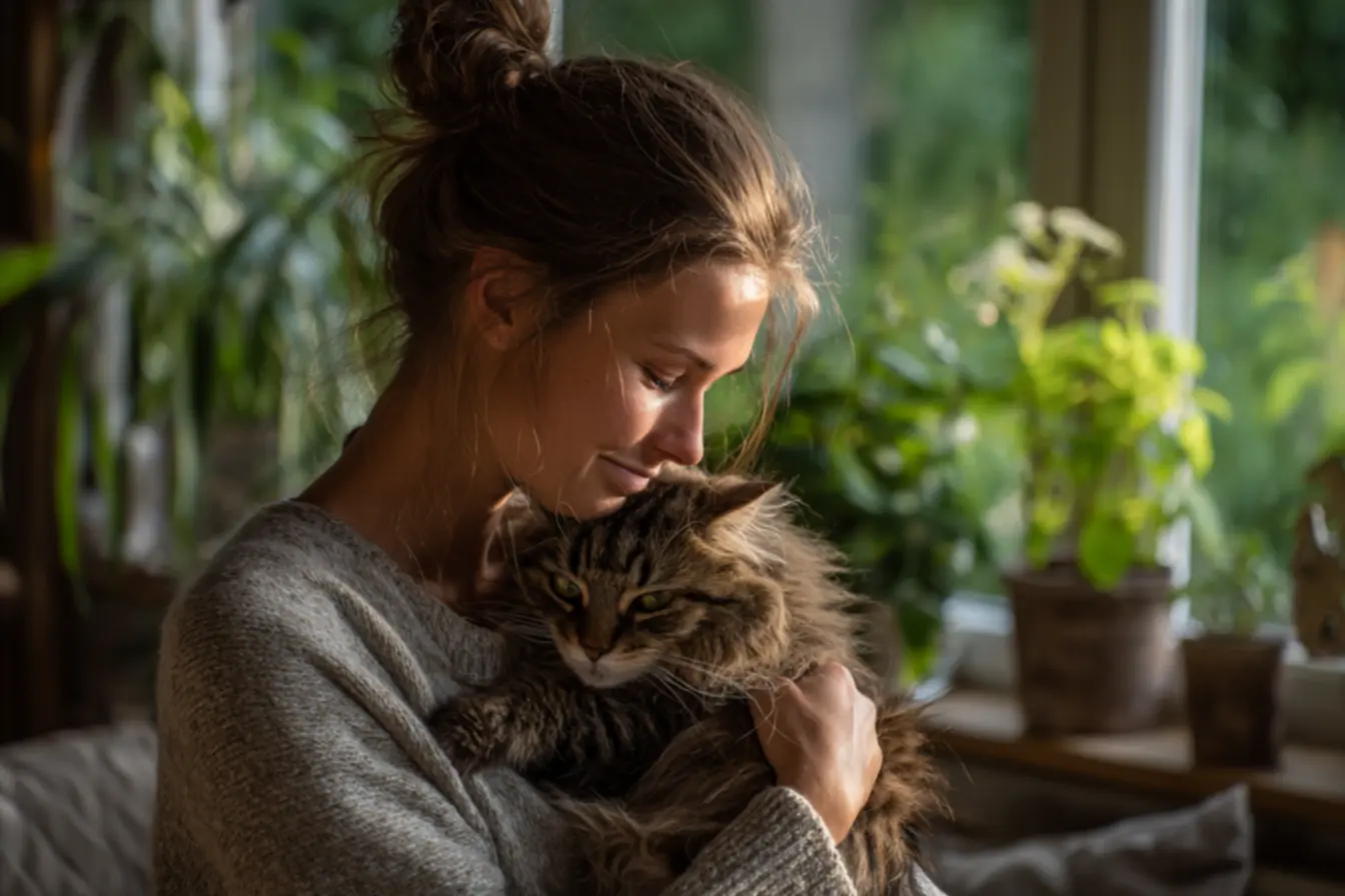 Gato sendo escovado para prevenir bolas de pelo e manter a saúde intestinal em dia