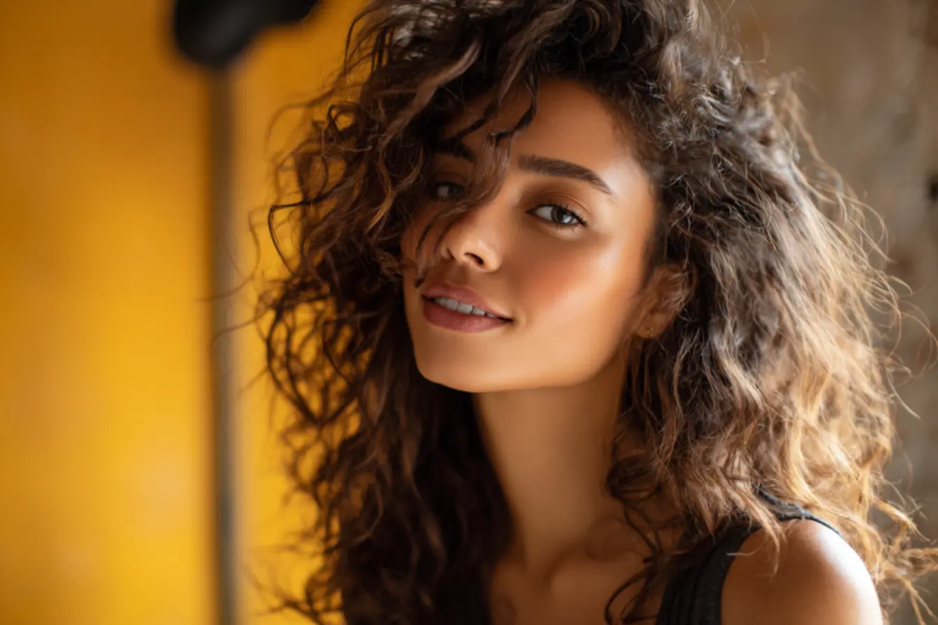 análise da curvatura do cabelo cacheado antes de cortar em camadas