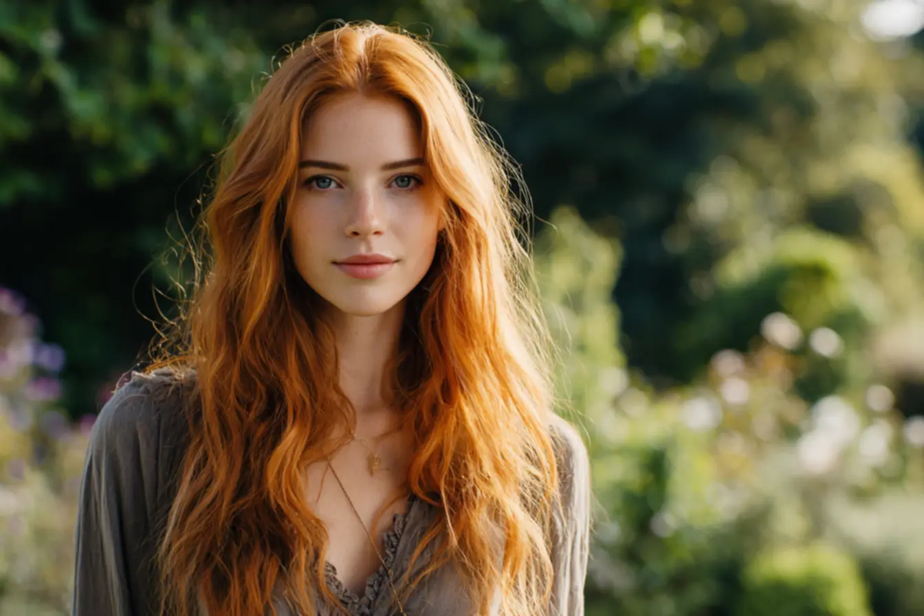 Cabelos vermelhos lisos e cacheados com rotina de cuidados diferenciada