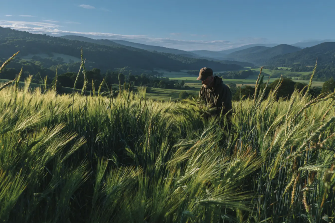 Lavoura de trigo saudável com grãos maduros, indicando alto potencial produtivo e qualidade em 2026