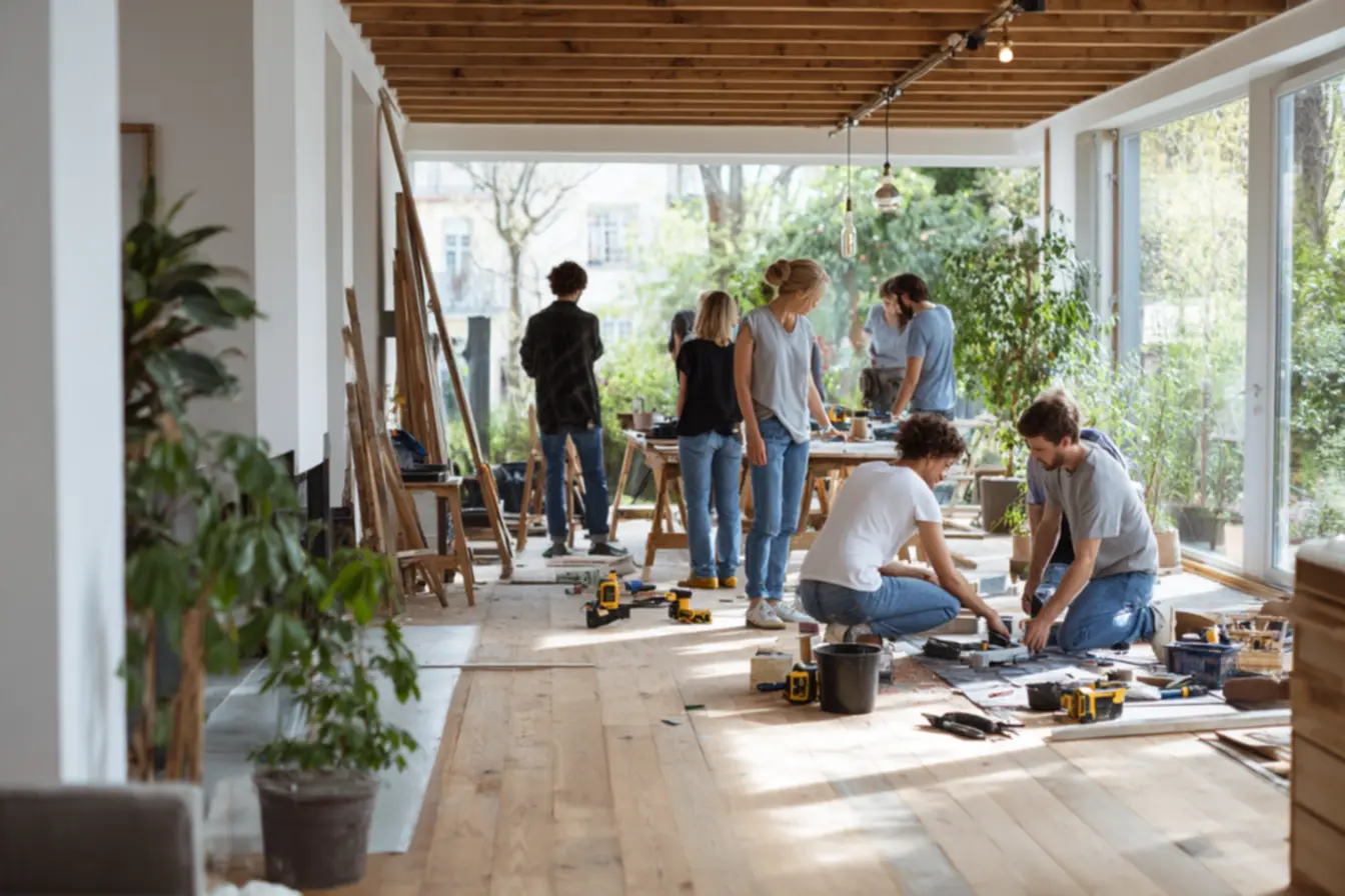 Arquiteto e cliente revisando o projeto de uma reforma, destacando a importância da comunicação e do detalhamento do plano.