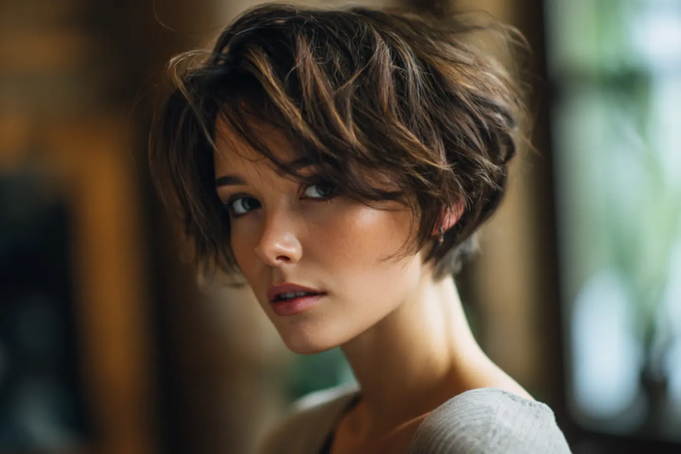 Bob curto despojado com movimento que rejuvenece e suaviza as feições