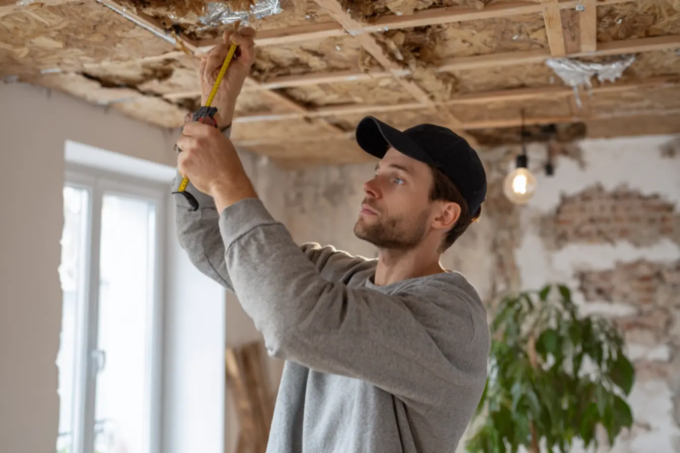 Instalação detalhada de forro de PVC, com foco no encaixe perfeito das lâminas e nos acabamentos