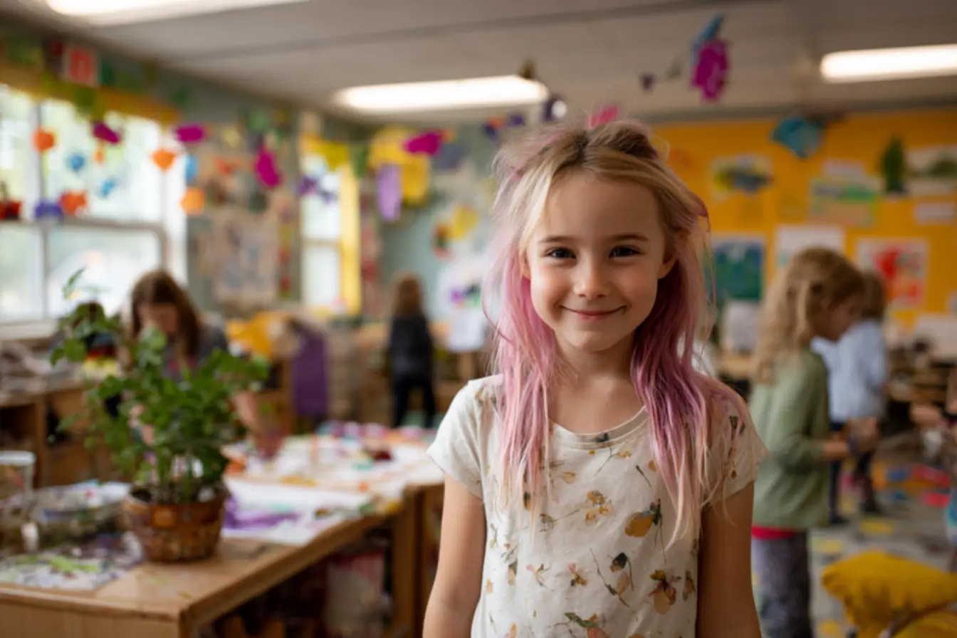 Criança realizando um penteado