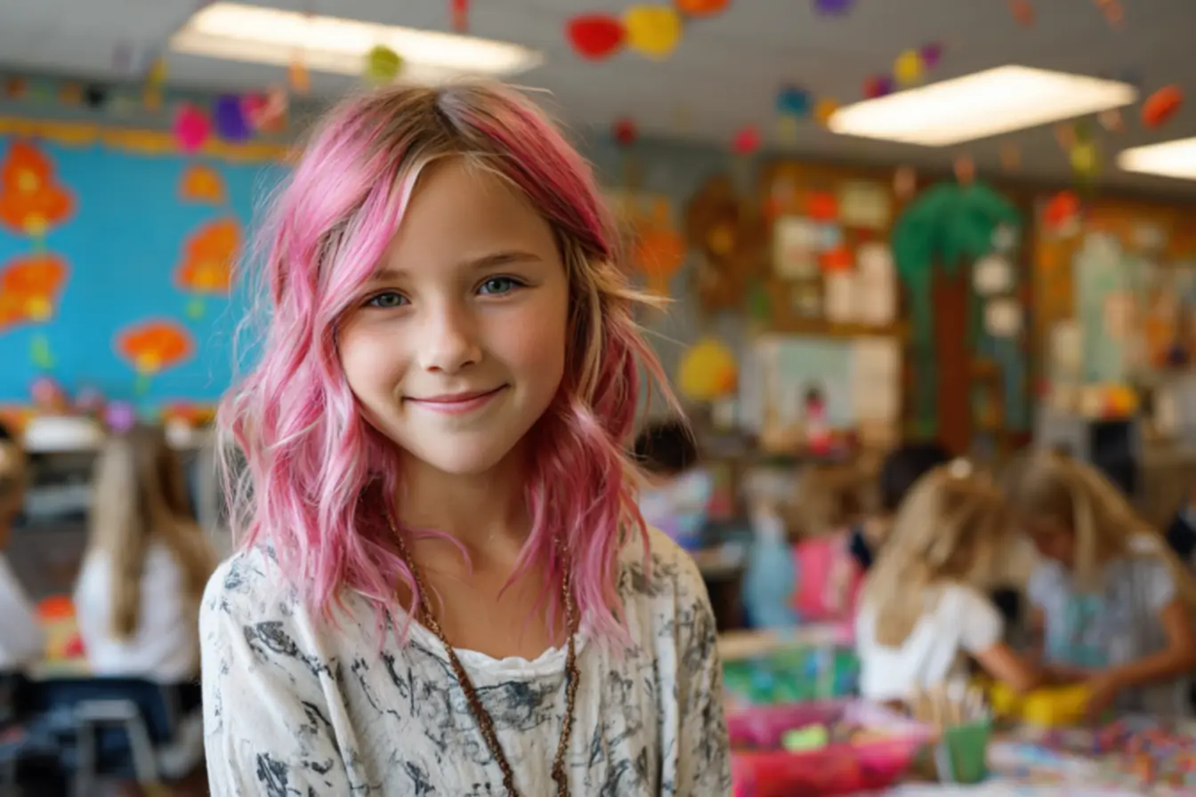 Crianças com cabelo colorido