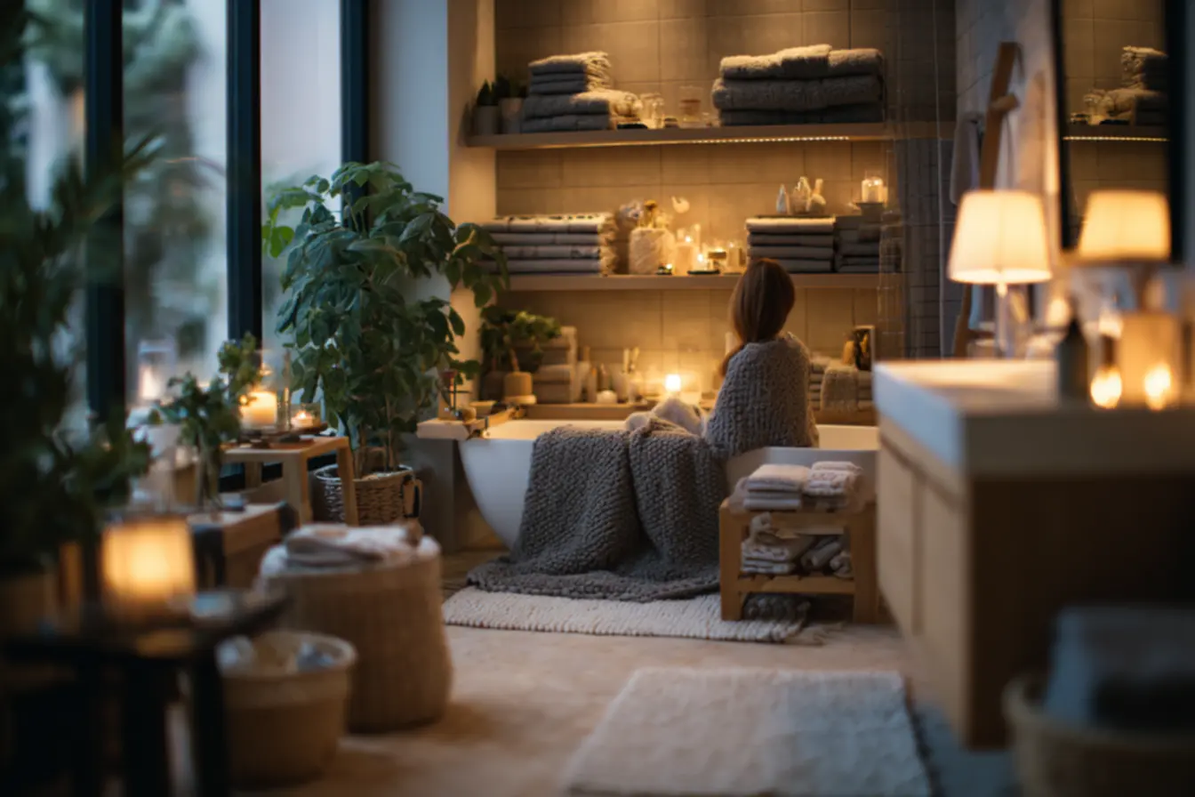 Organização vertical para banheiro pequeno com prateleiras e nichos