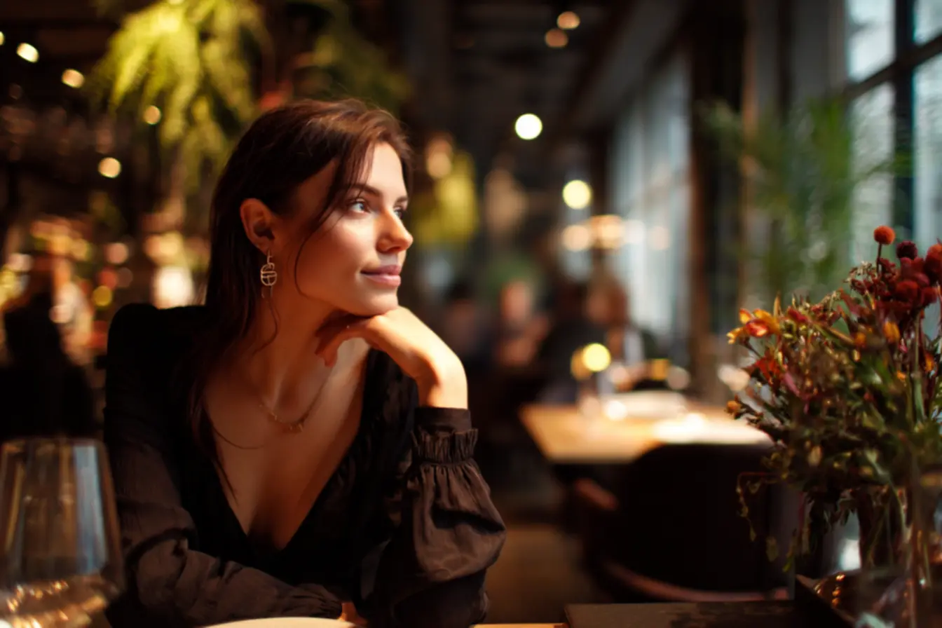 Jeans escuro com blusa elegante para jantar de aniversário descontraído