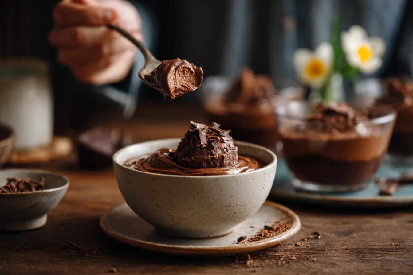 Finalização da mousse de chocolate