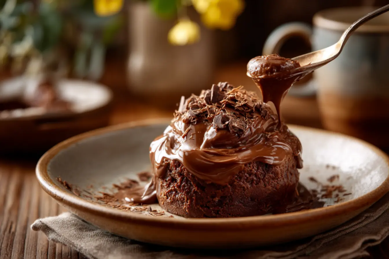 Mousse de chocolate cremosa com ovo cozido