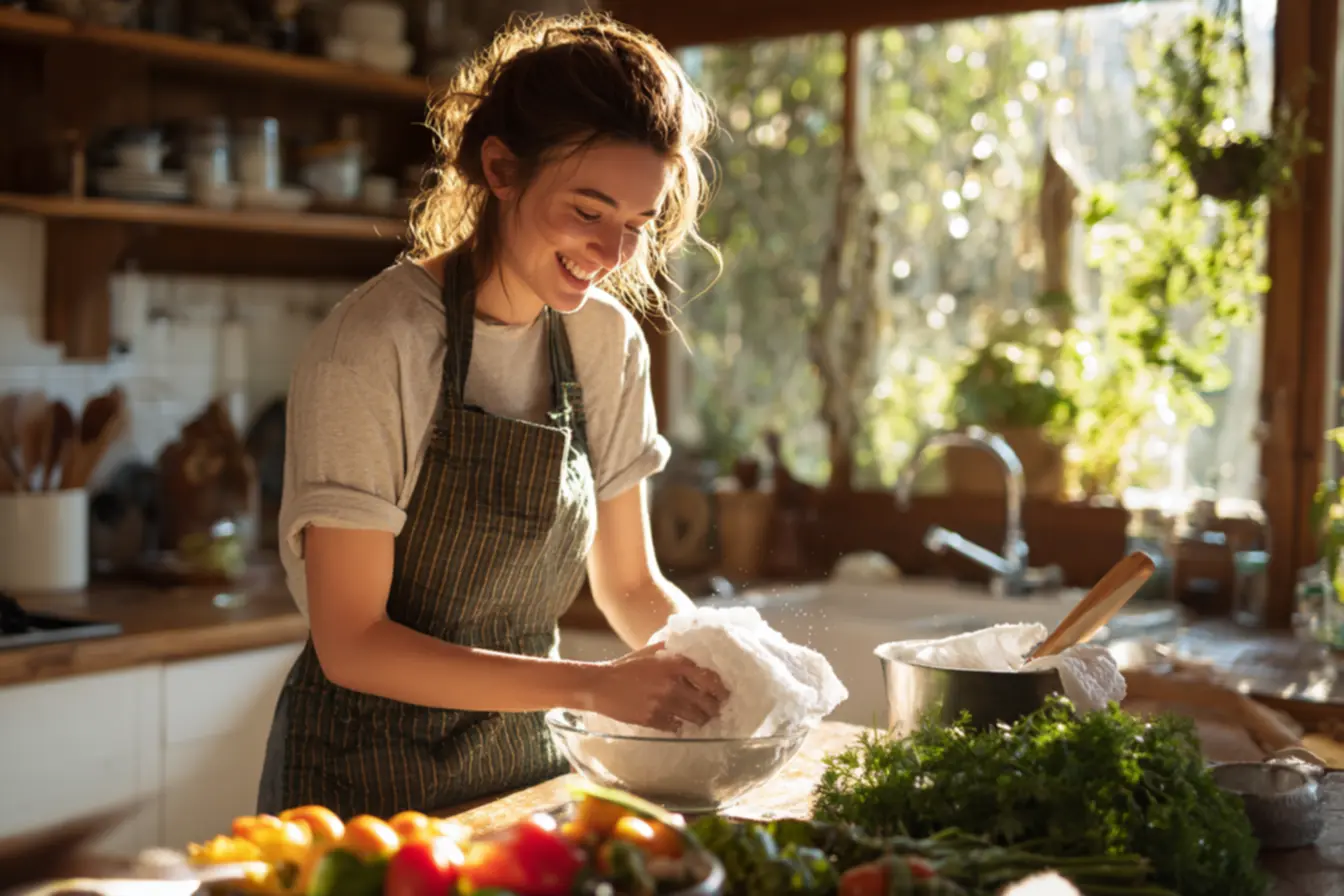 Detalhe de fibras de pano de prato encardido antes da limpeza