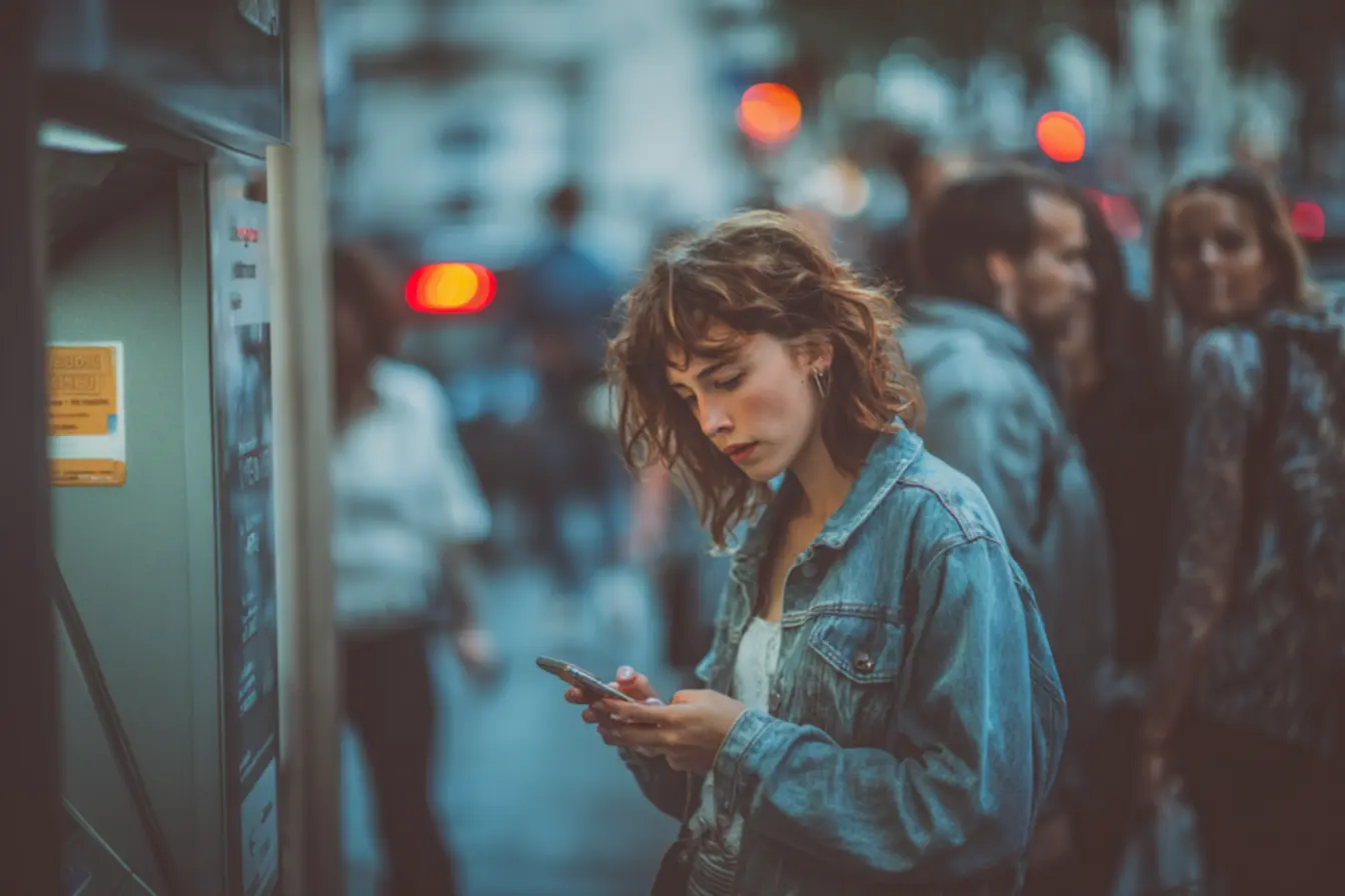 Pessoa utilizando caixa eletrônico e celular para transações financeiras com novos limites