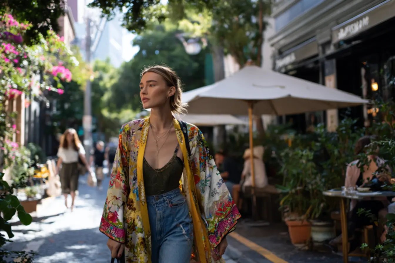 Kimono estampado e colorido