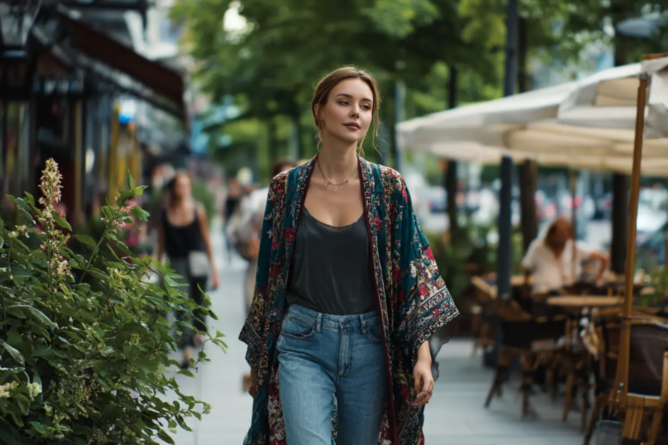 Kimono em produção noturna