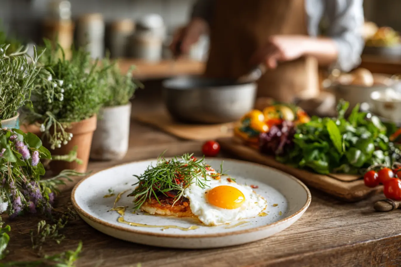 Ovo cozido e ovo frito lado a lado em prato saudável