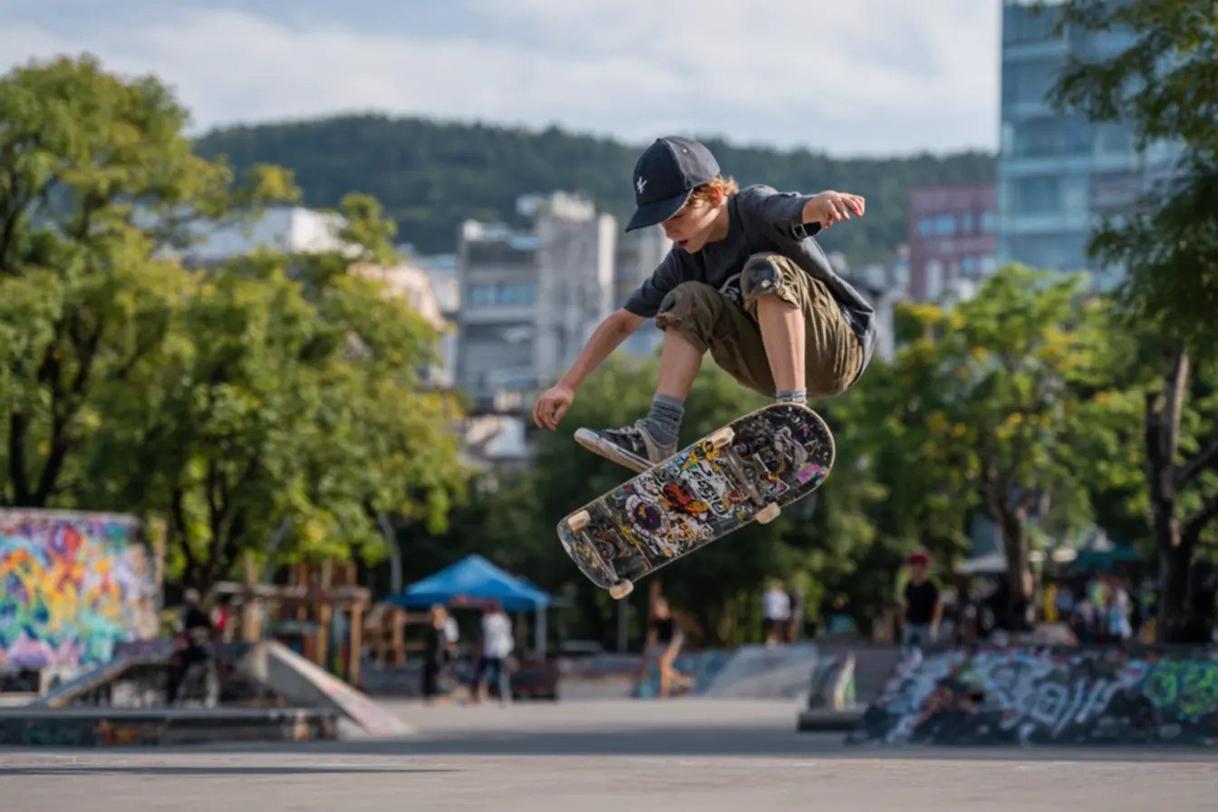 Detalhe do concave e do pop em shape de maple para manobras técnicas no street