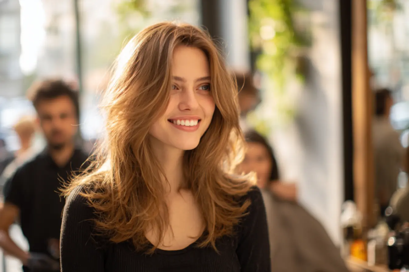 Corte de cabelo feminino em camadas suaves para diferentes formatos de rosto