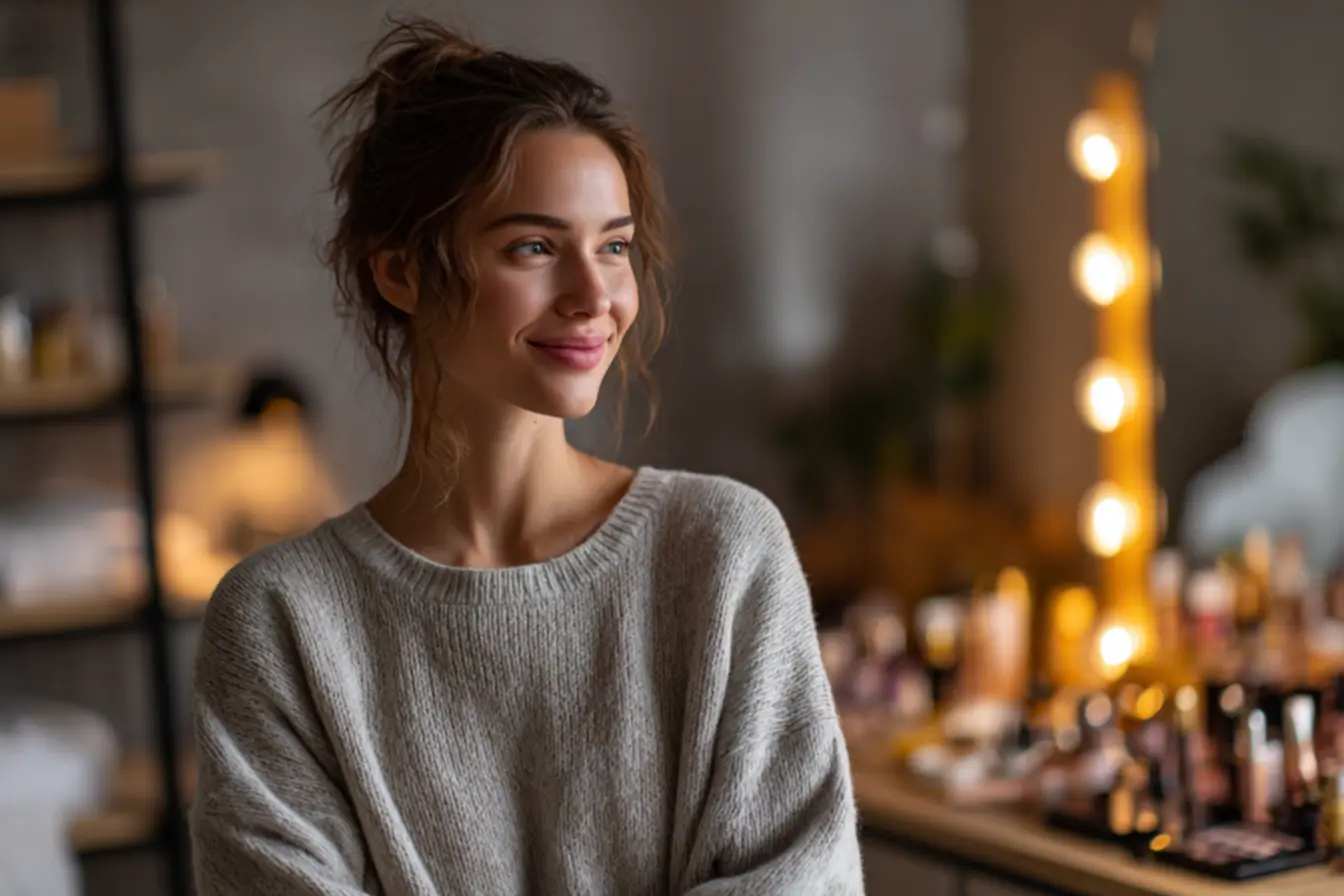 triagem de maquiagem e cosméticos vencidos na penteadeira