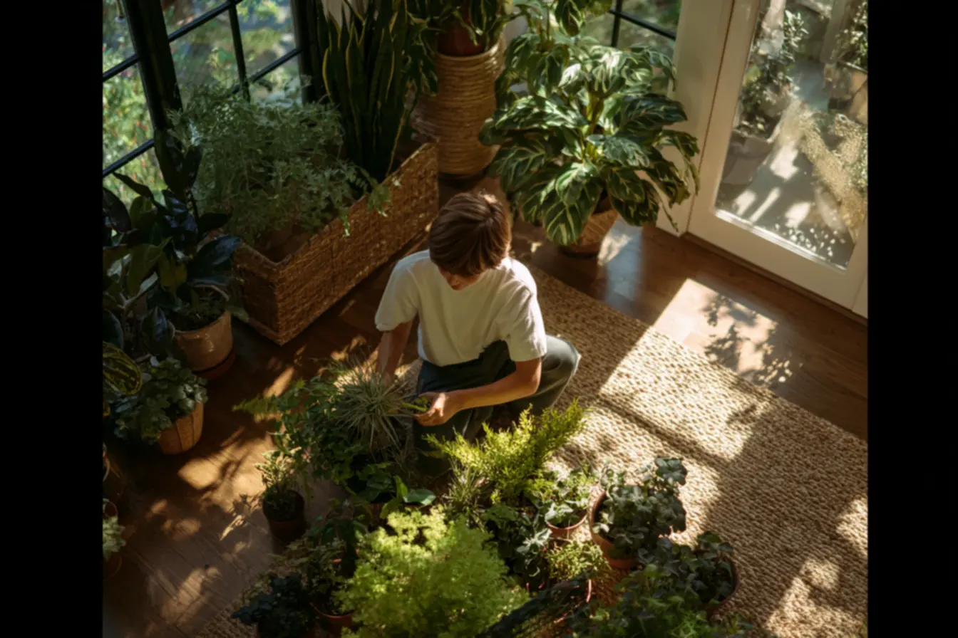 Cactos e suculentas em vasos decorativos em janelas bem iluminadas