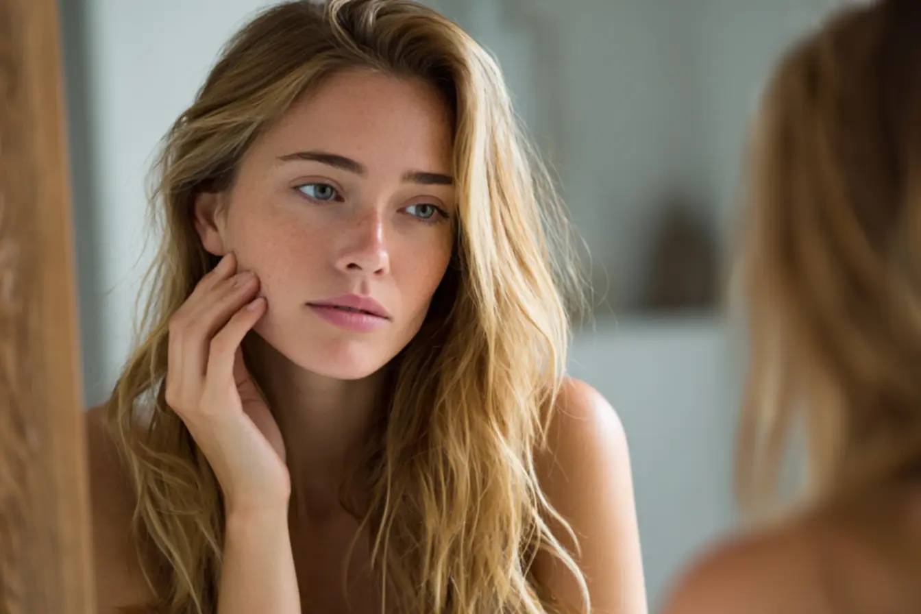 Detalhe de pele com pelo encravado e vermelhidão ao redor