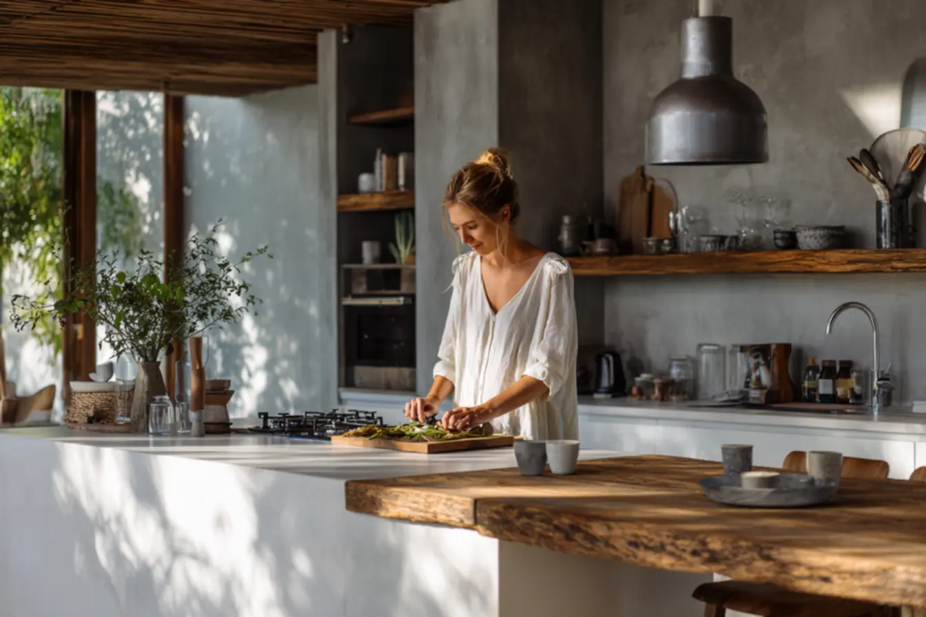 Detalhe de porcelanato branco polido em um ambiente sofisticado, refletindo a luz e evidenciando a estética luxuosa do material