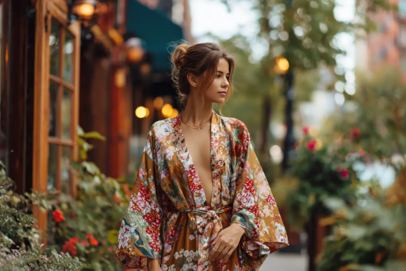 Kimono estruturado para ambientes de trabalho