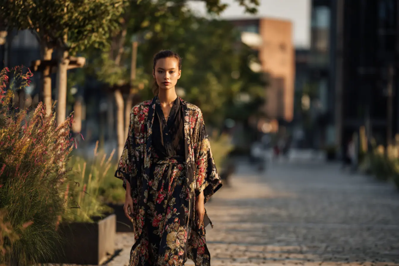 Look monocromático com kimono