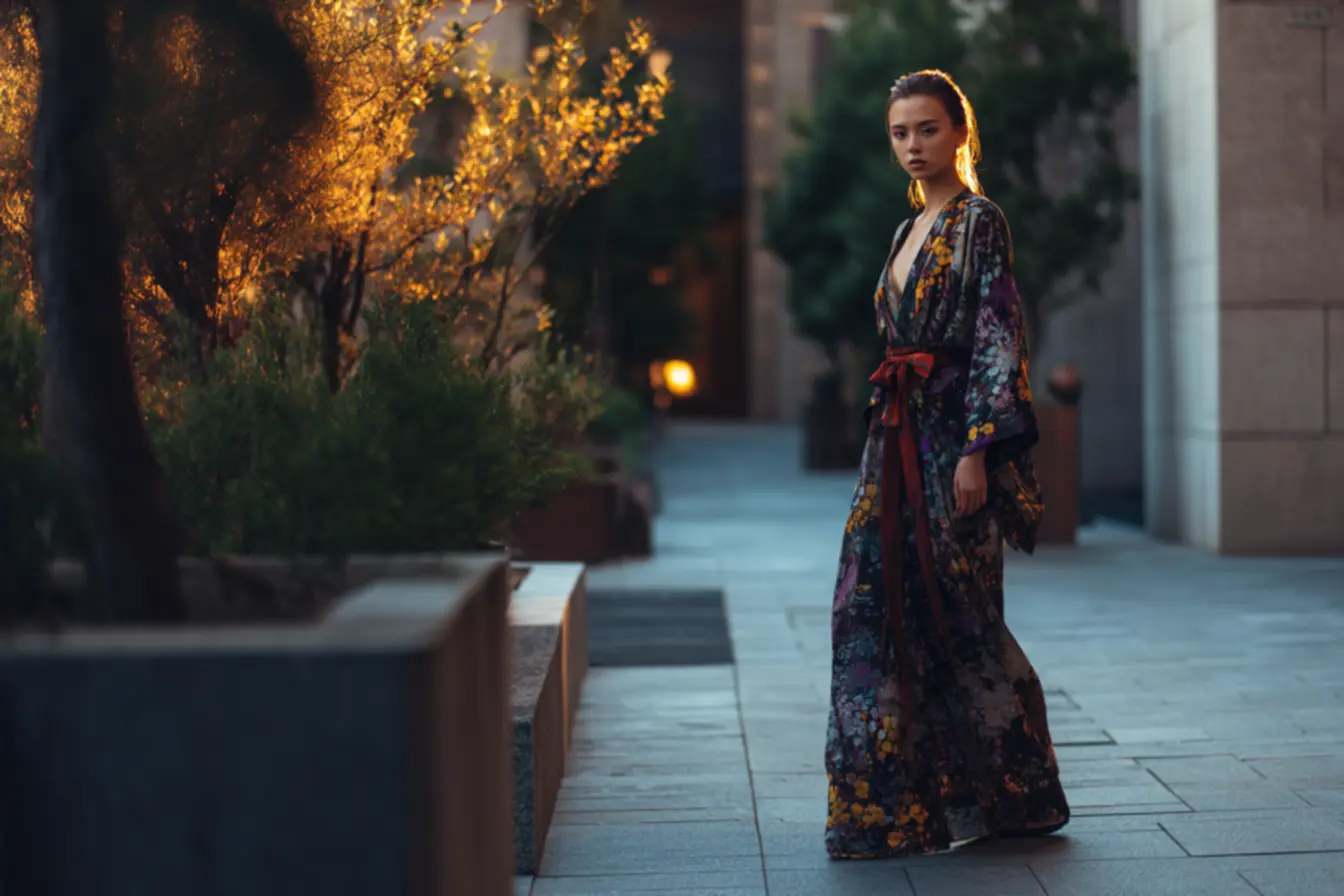 Modelo de kimono elegante e estiloso