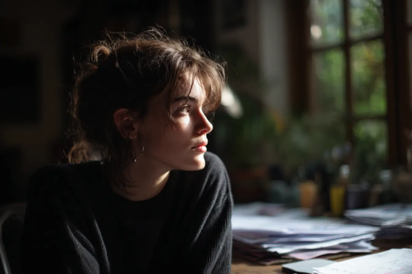 Pessoa lidando com ansiedade e pensamentos catastróficos à luz do estoicismo de Sêneca