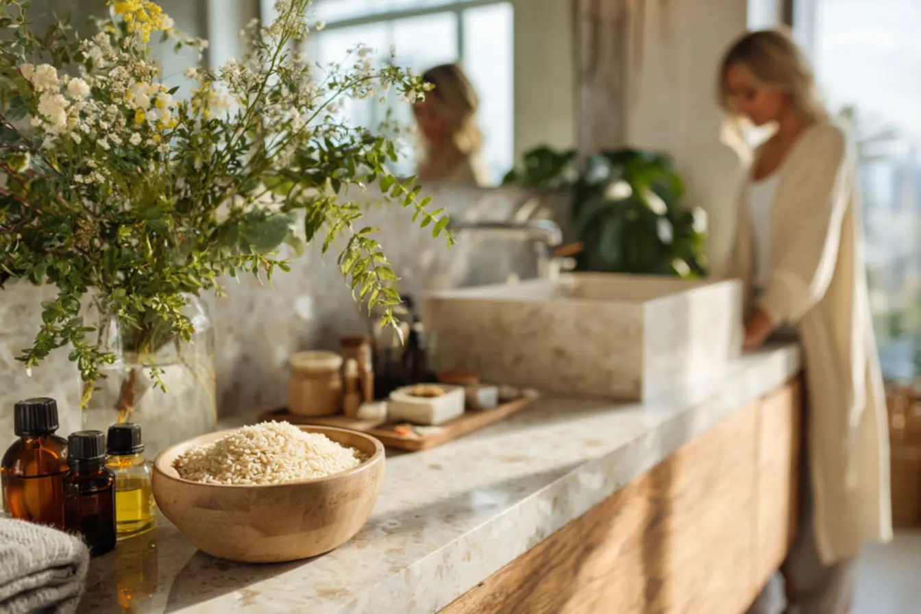 Aromatizador natural substituindo sprays fortes no banheiro