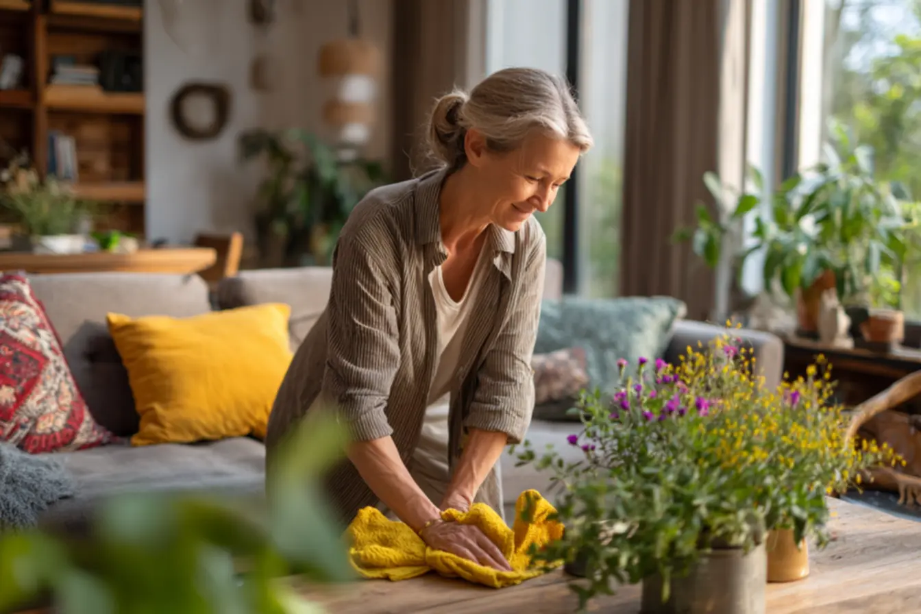 Detalhe de limpeza em ralos, lixeiras e esponjas para evitar mau cheiro e melhorar a qualidade do ar em casa