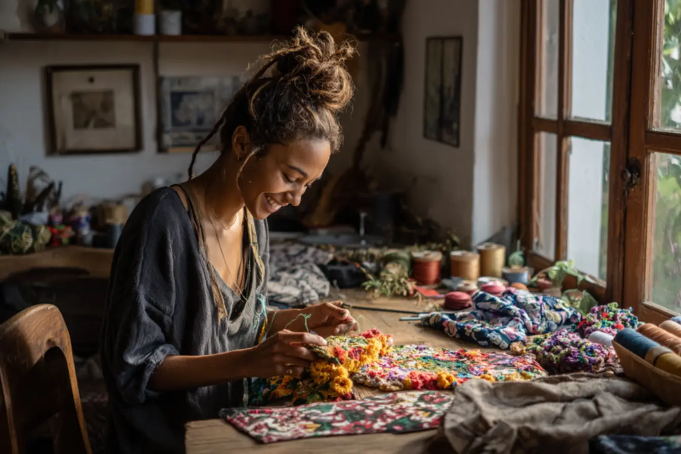 Kit básico de costura manual com agulhas, linhas e tesoura para iniciantes em artesanato