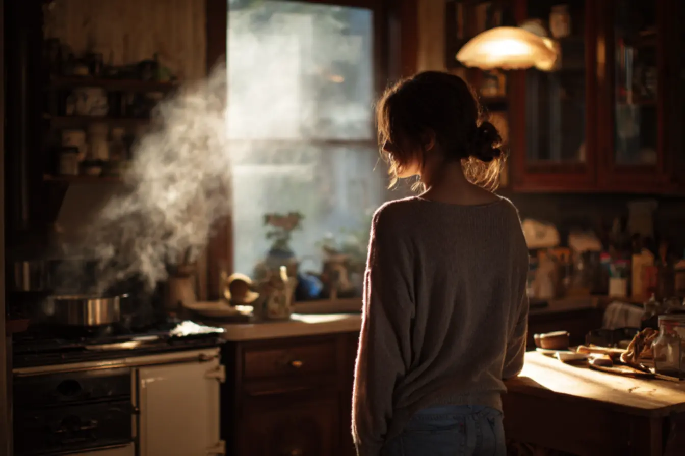 Morador com problema respiratório devido à poluição do ar por fumaça de lenha