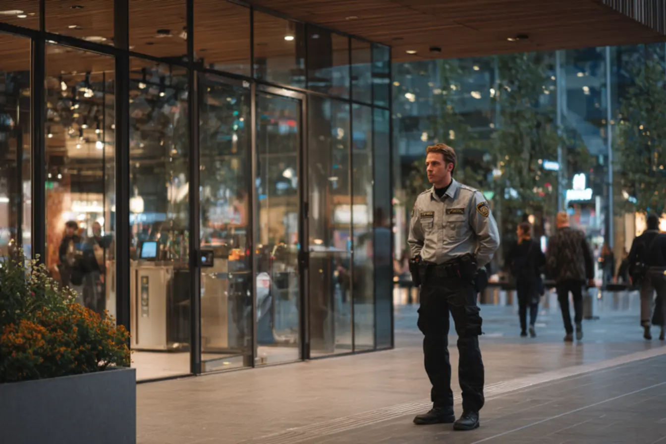 Monitoramento por câmeras e tecnologia de segurança em sala de controle