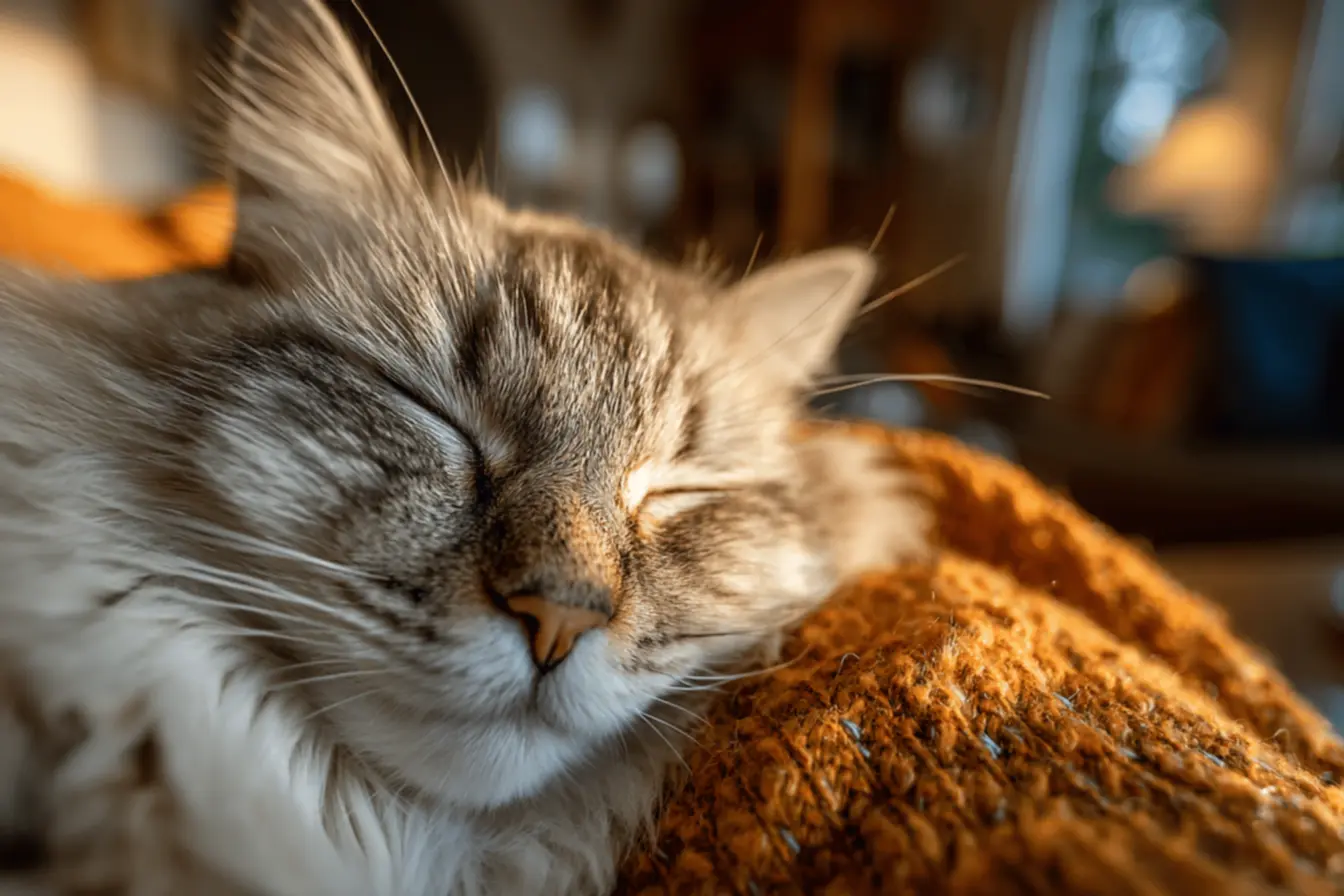Humano e gato em paz, aproveitando os benefícios terapêuticos e o bem-estar mútuo