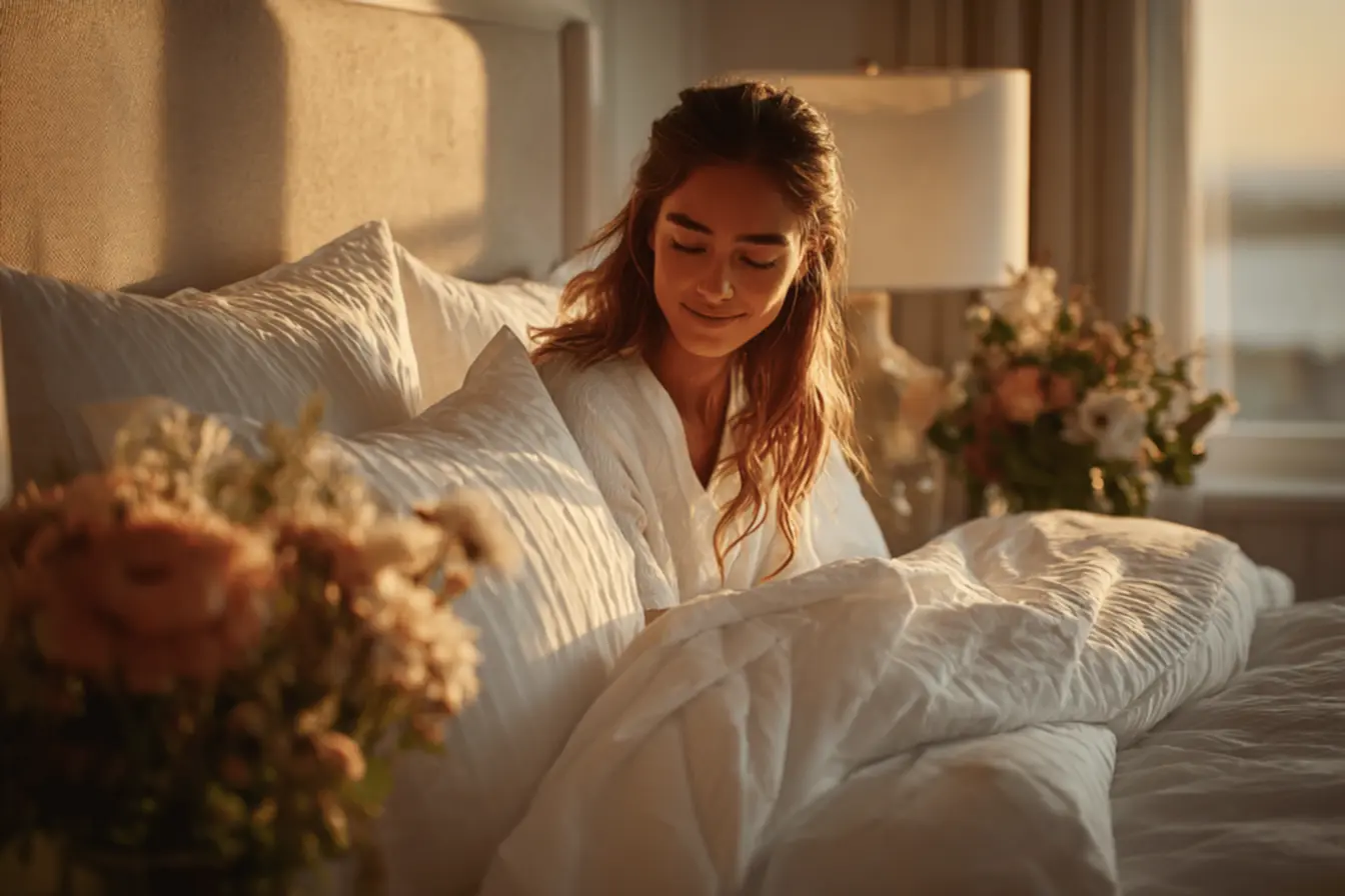 Cama de hotel com lençóis limpos e perfeitos