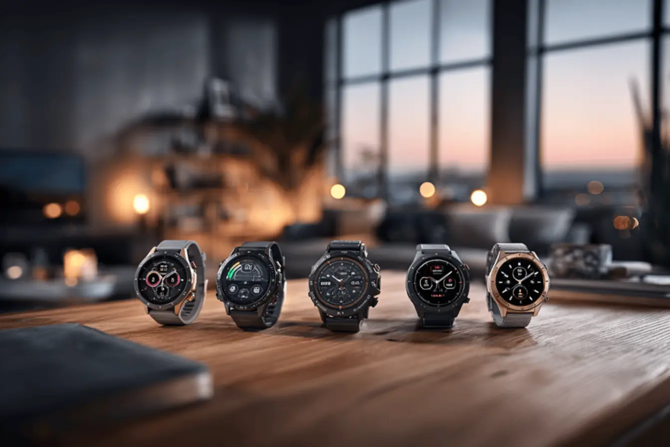Smartwatch com tela vibrante, mostrando notificações e controle de música, um dos melhores smartwatches do mercado.