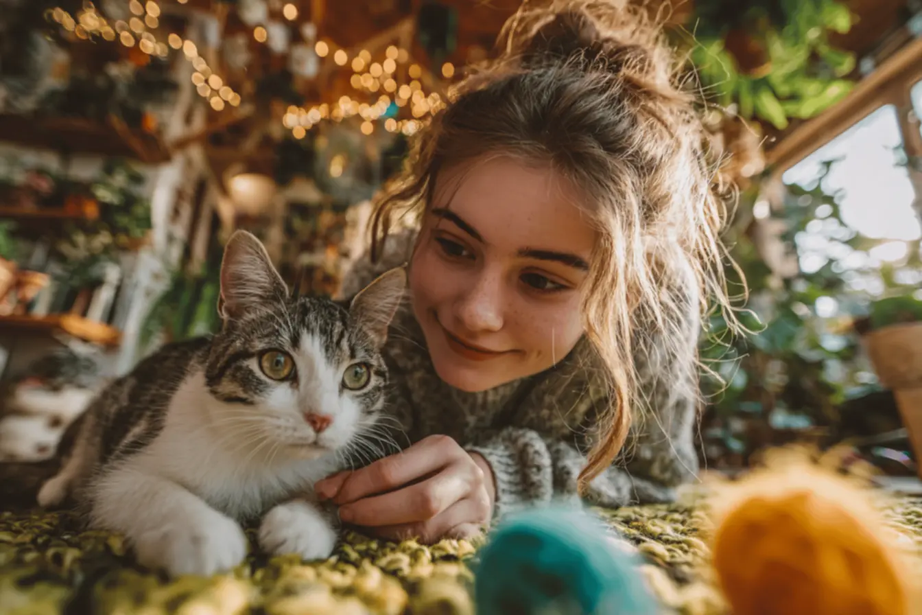 Gato brincando ativamente com brinquedos interativos, crucial para a saúde felina