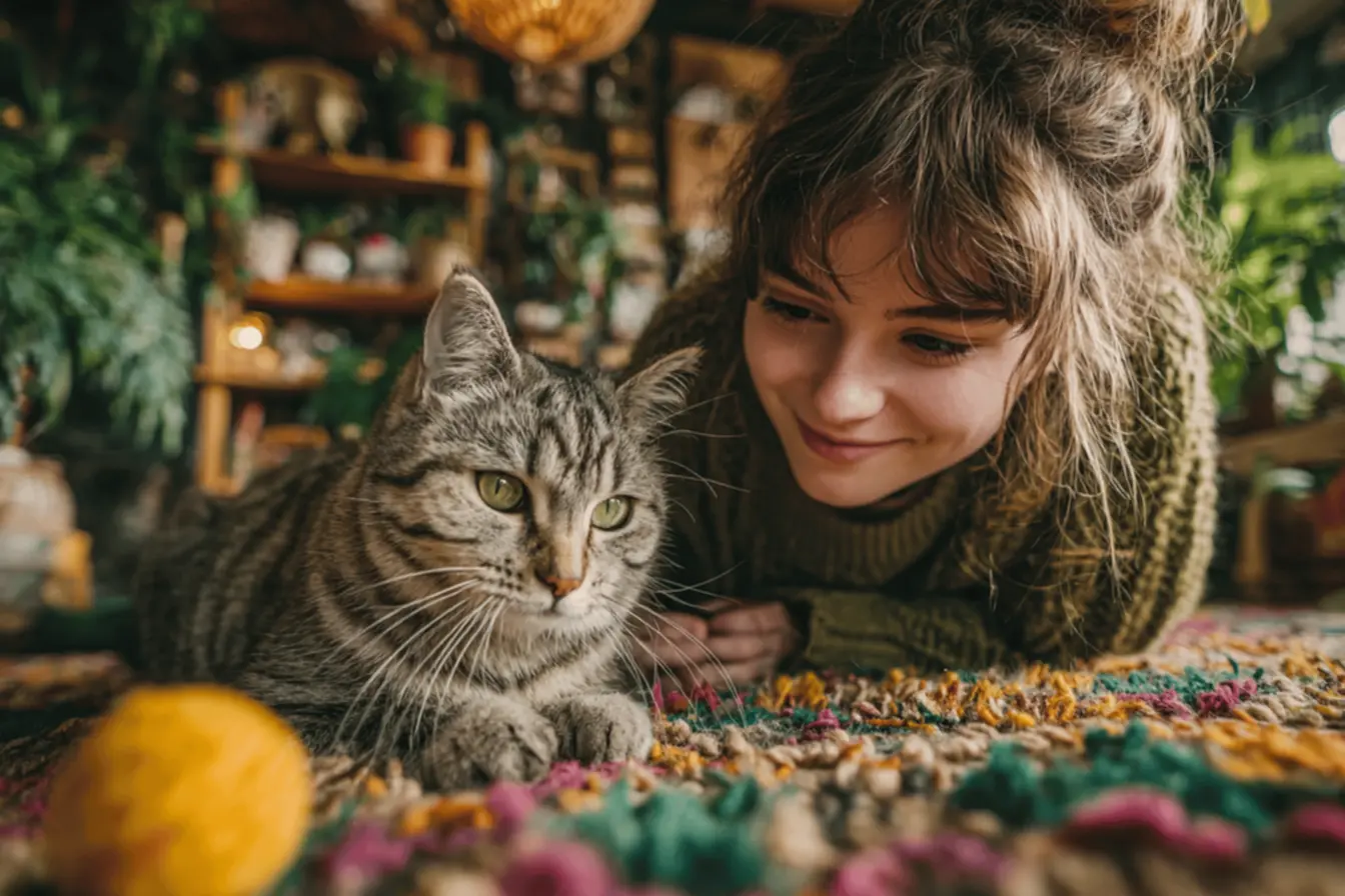 Gato relaxado em um ambiente seguro e livre de estresse, promovendo longevidade