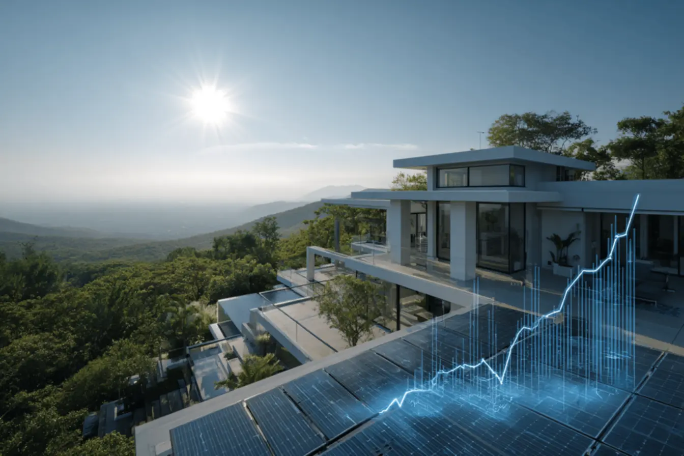 Componentes de um sistema de energia solar, incluindo inversor, essenciais para entender como a placa solar vale a pena.