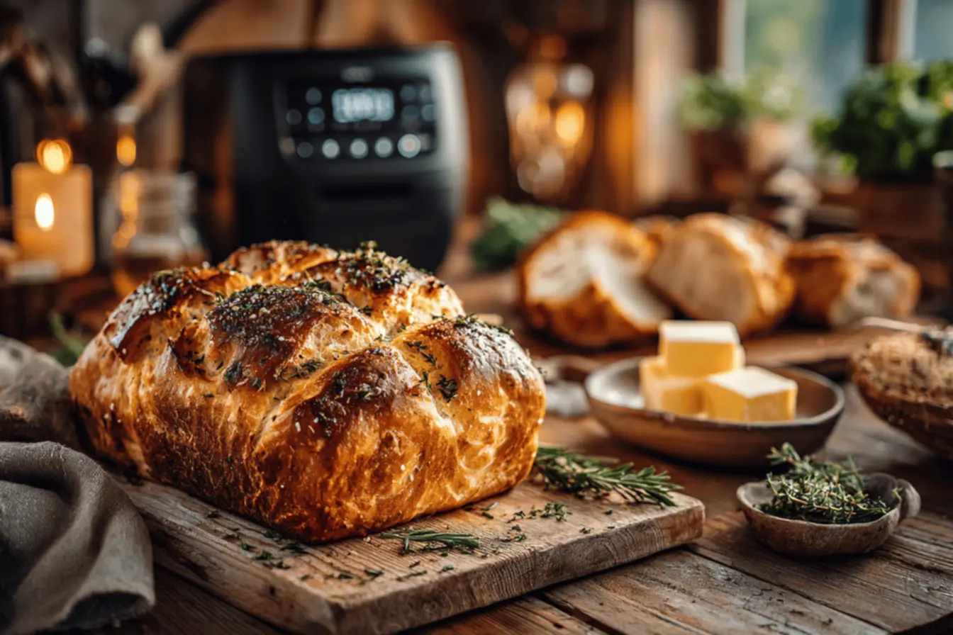 Variedade de pães assados na air fryer, explorando o pão feito na air fryer.