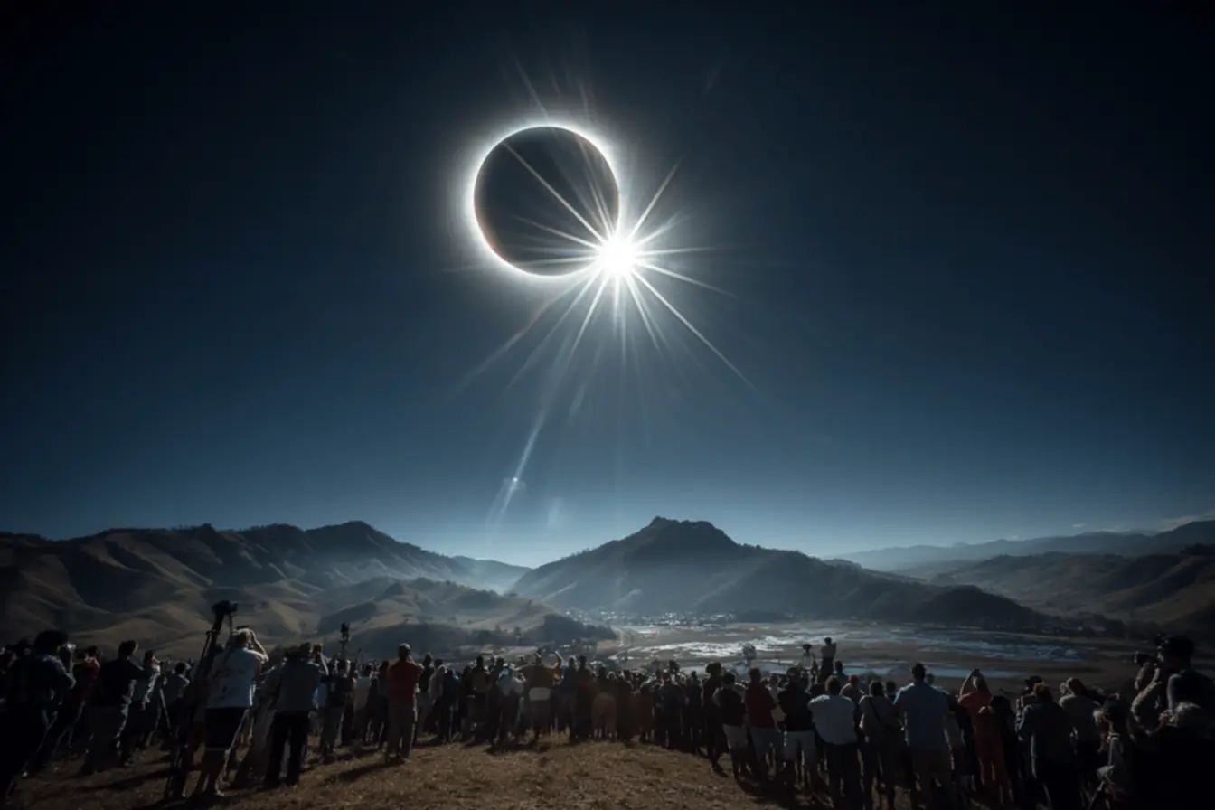 Representação da rota da totalidade do eclipse total de 2026 na Europa e Islândia, planejamento para observadores